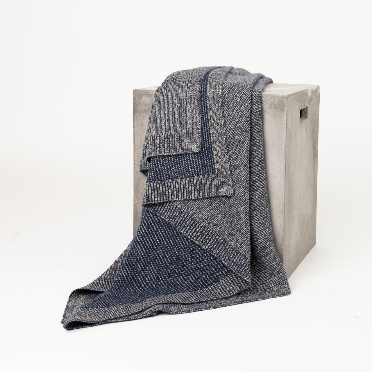 Cobalt & Platinum Yak Beehive Knit Throw