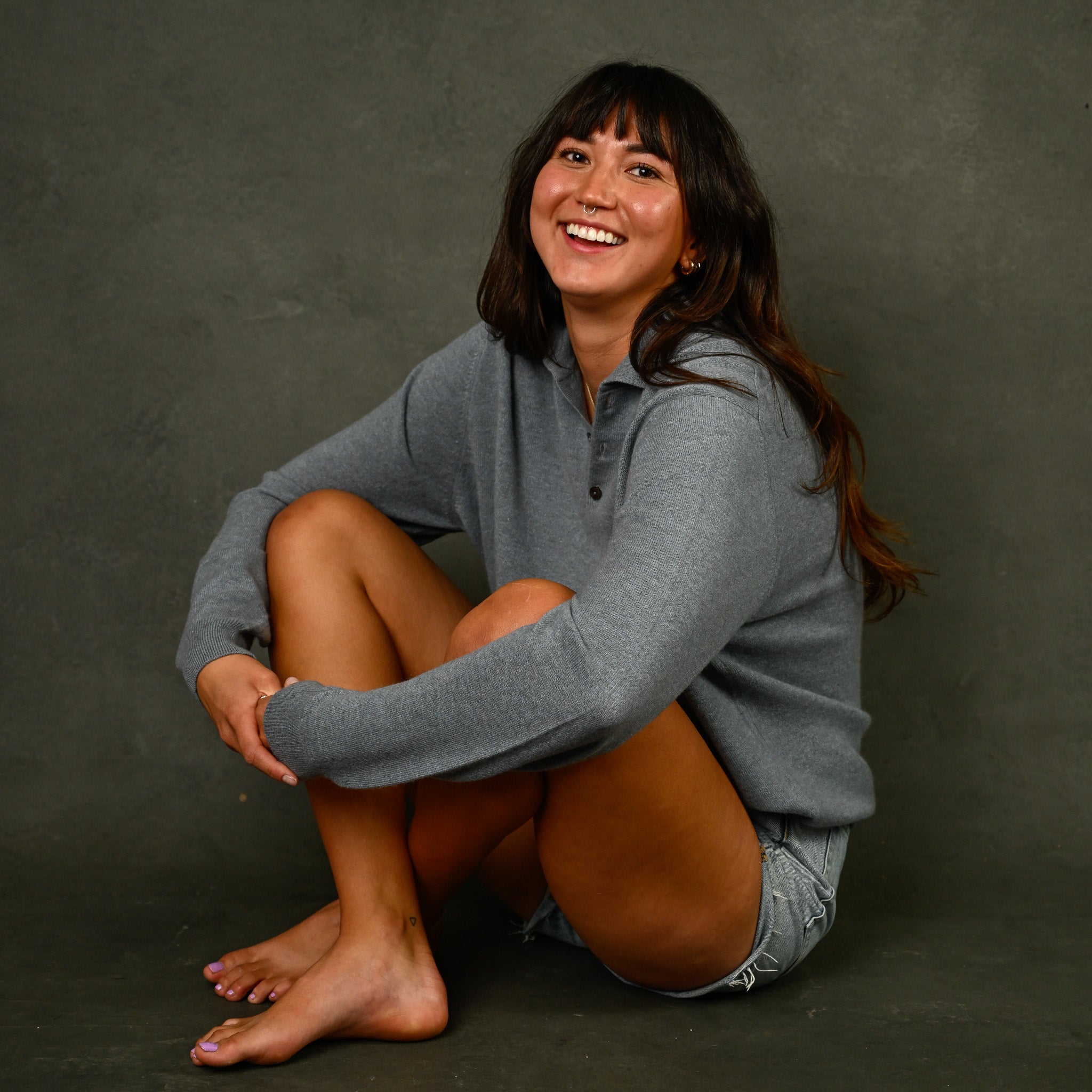 Mongolian Cashmere Loungewear Polo in Oceania