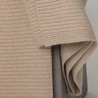 Solid Beige Ribbed Knit Cashmere Throw