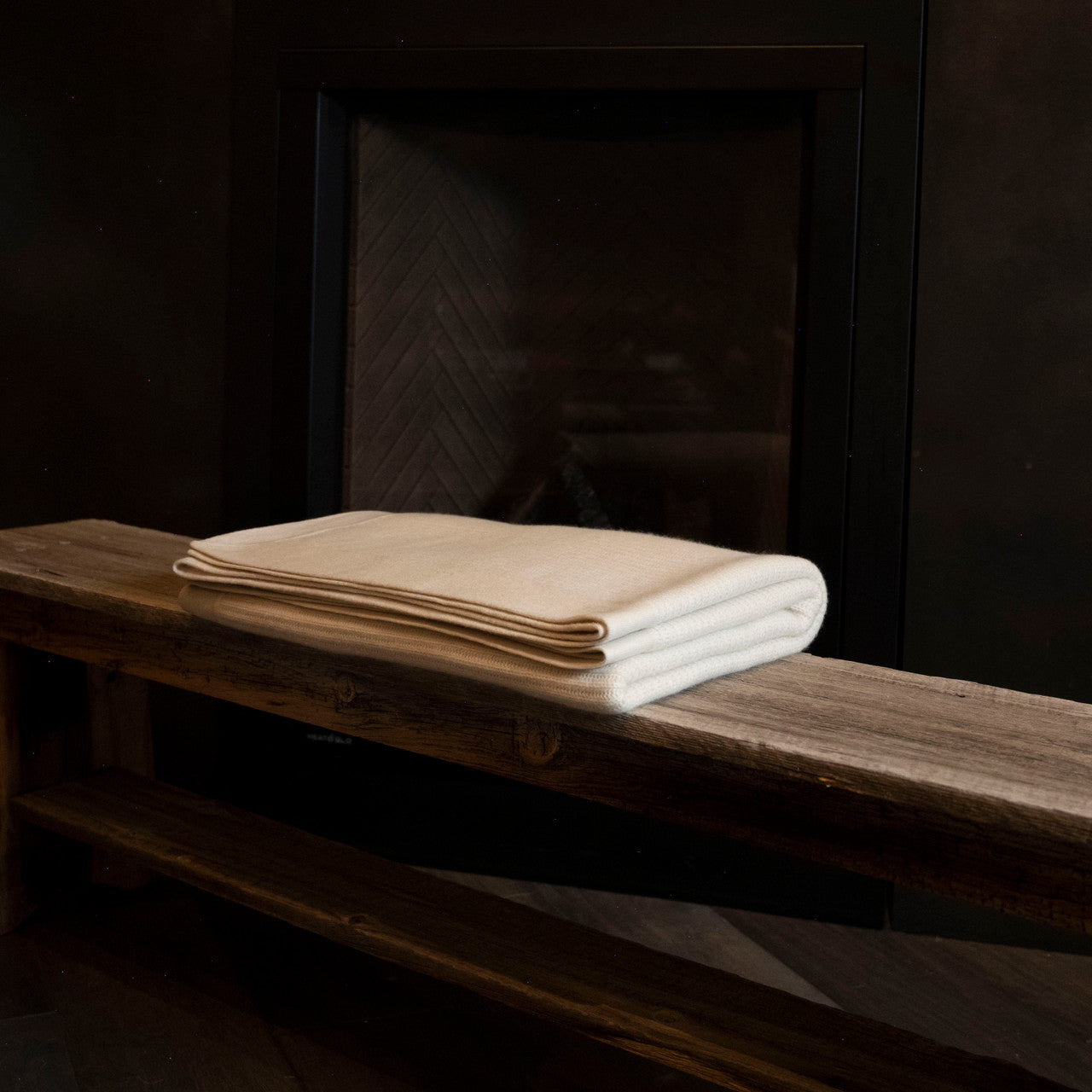 Cream Fisherman's Knit Cashmere Throw