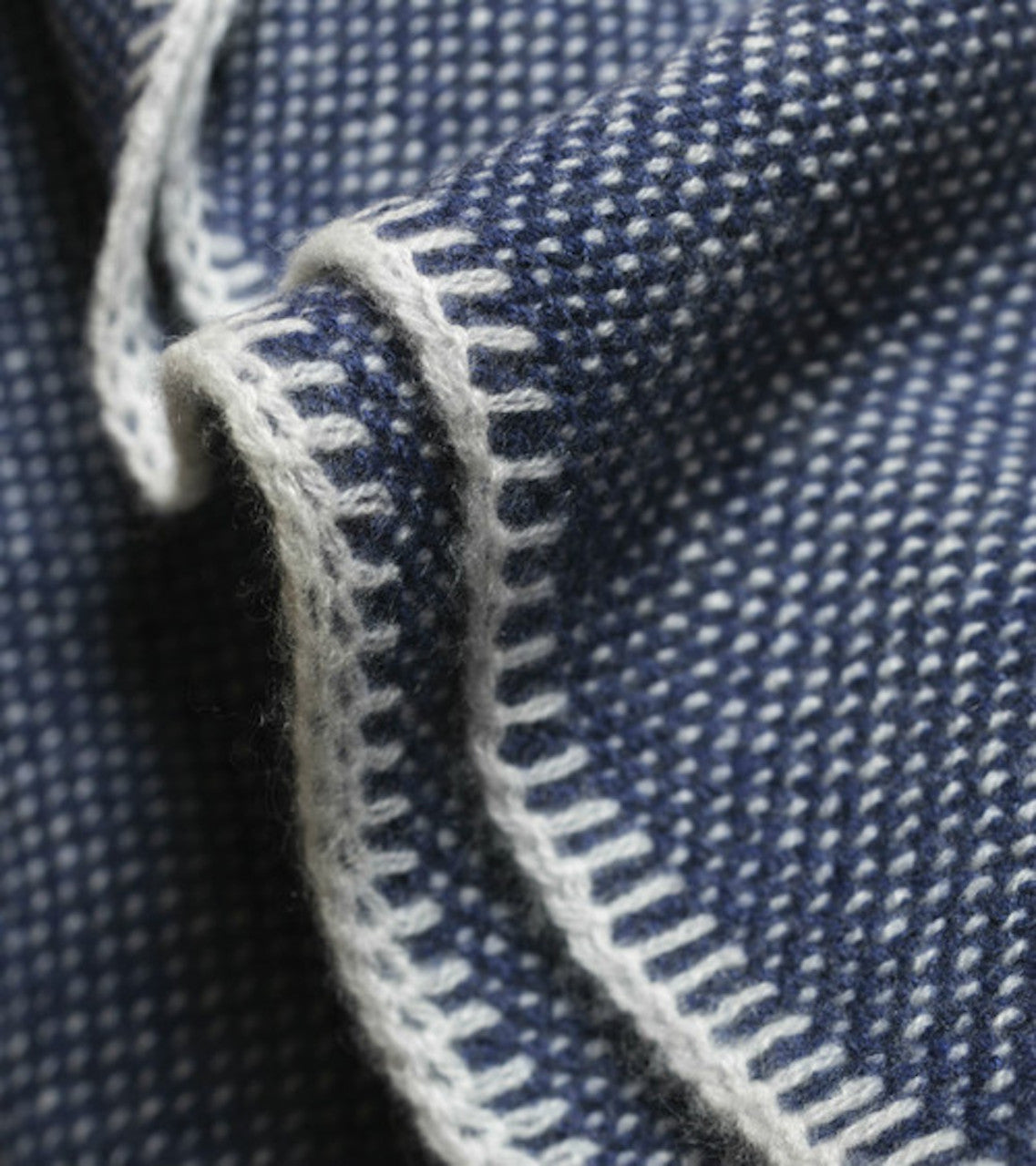 Dark Denim Bird's Eye Knit Cashmere Throw
