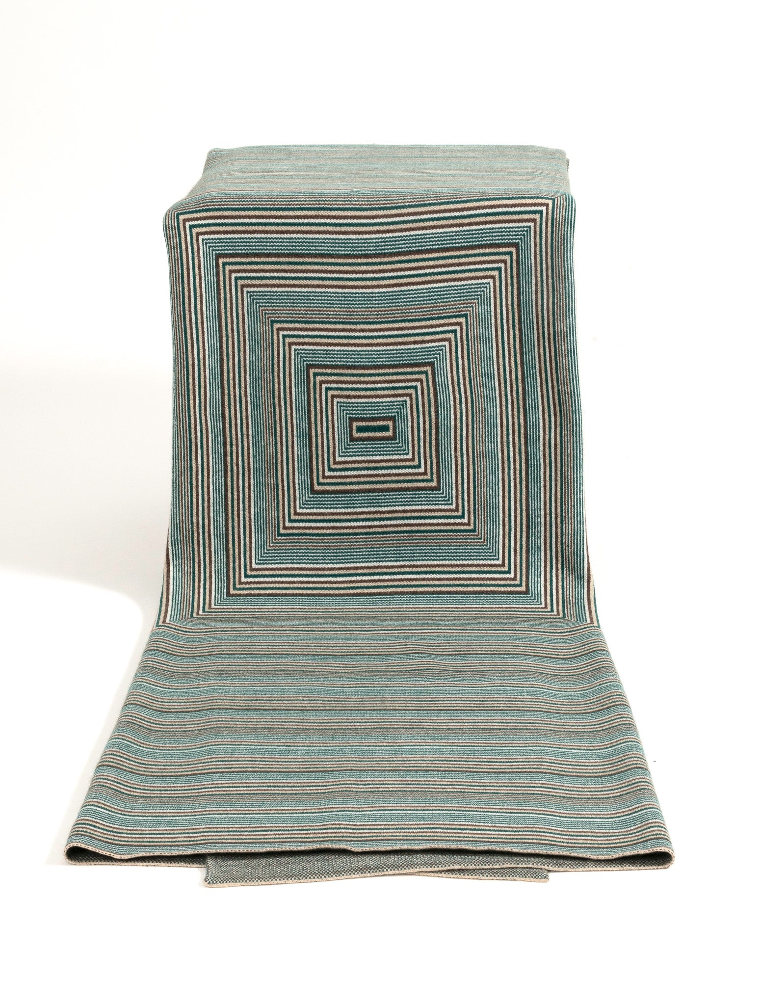 Concentric Green Cashmere Throw