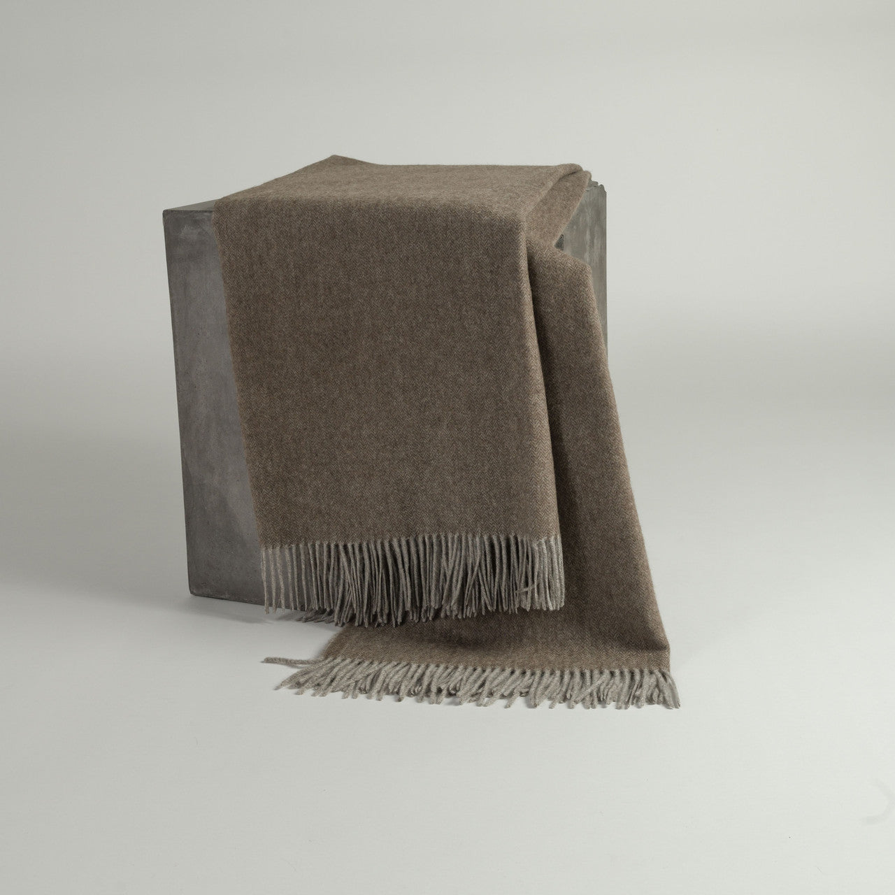 Cappuccino Herringbone Woven Yak Down Throw