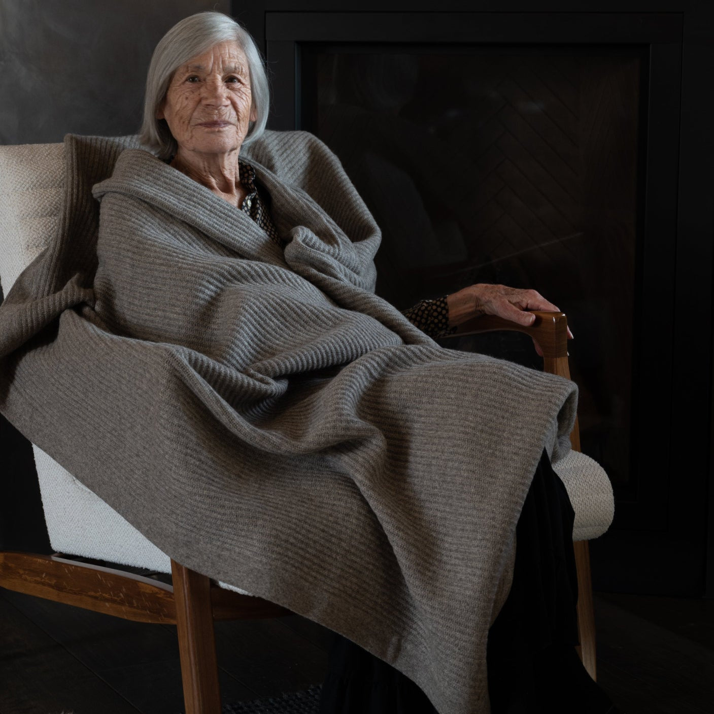 Platinum Yak Fisherman's Knit Throw