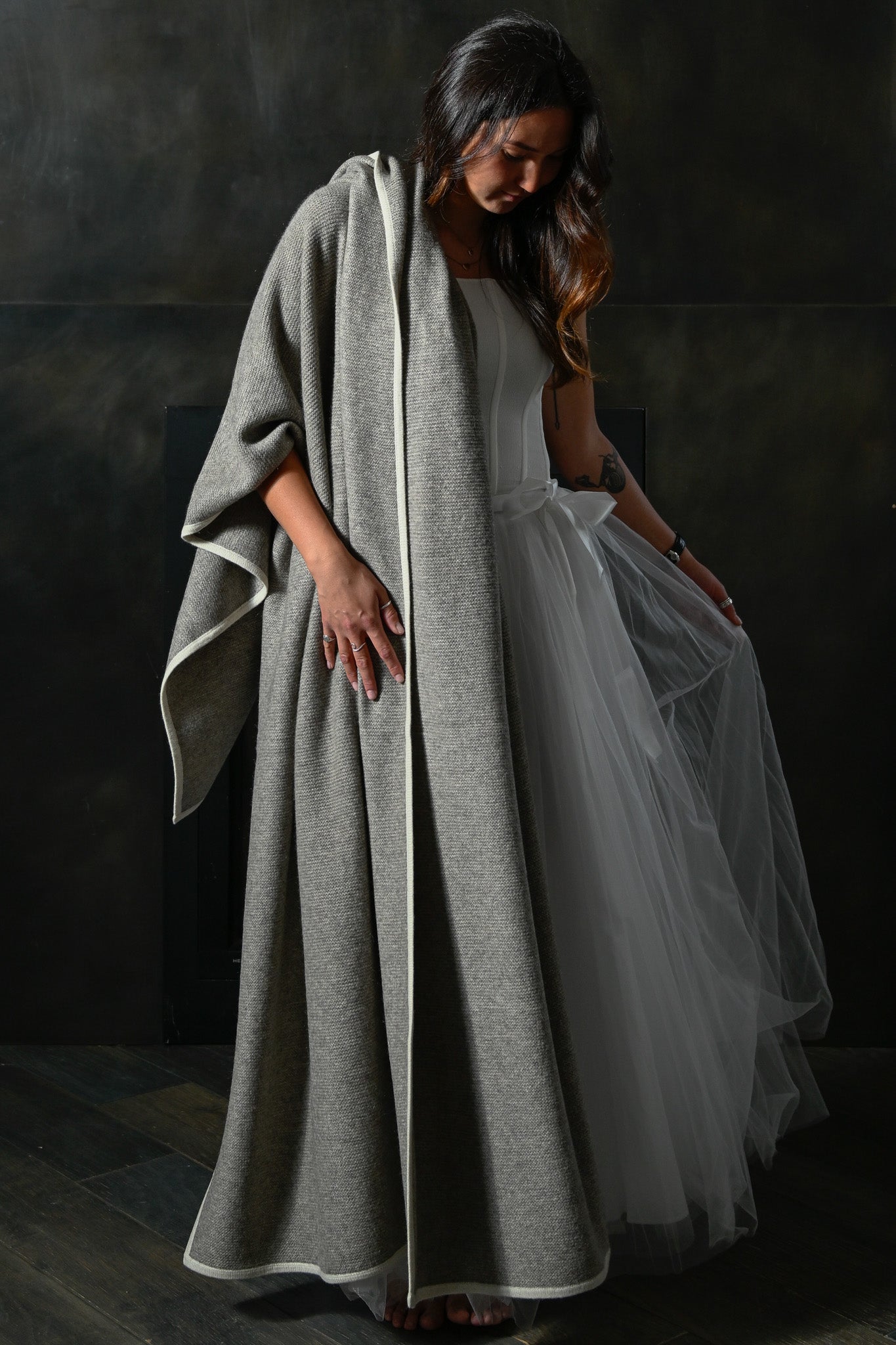 Our Platinum White Purl Knit Yak Down Throw