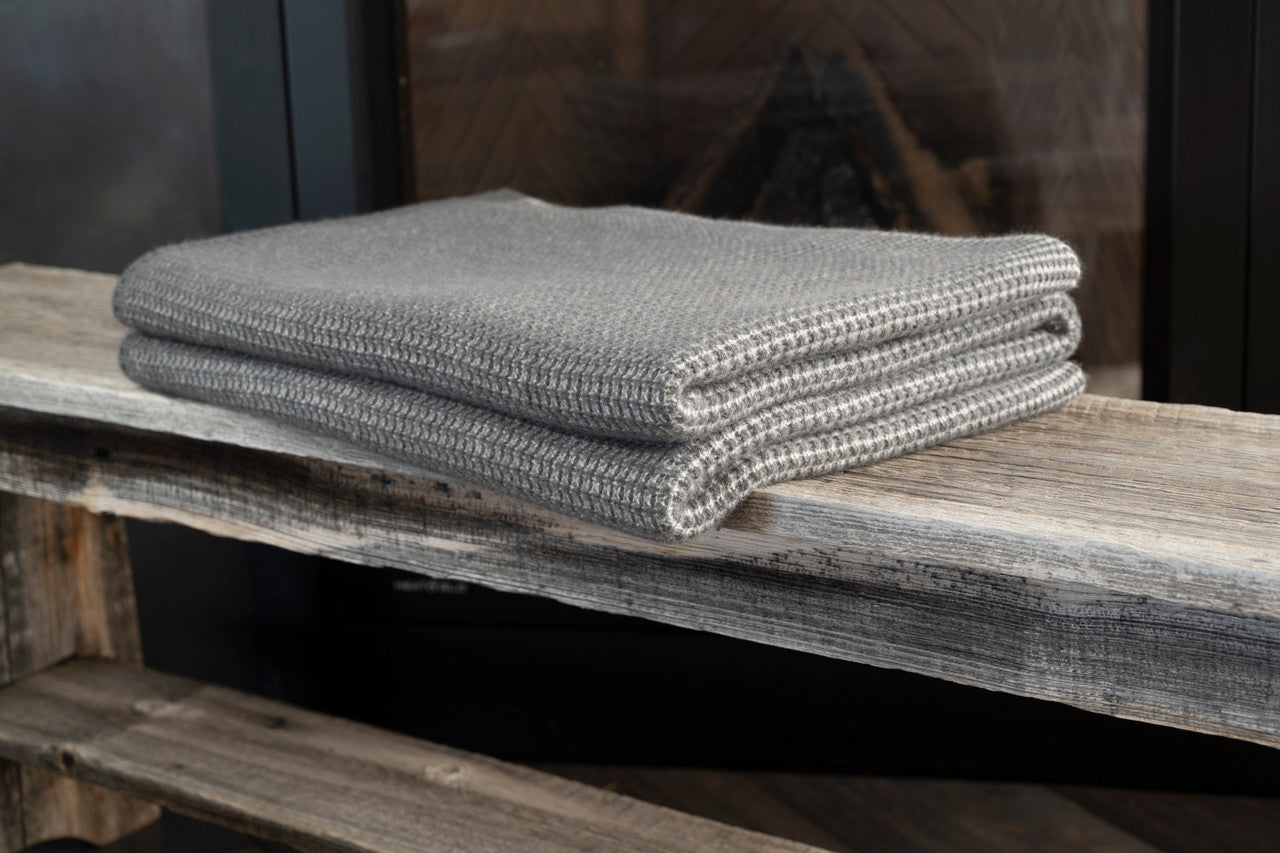 Thyme & Linen Waffle Knit Cashmere Throw