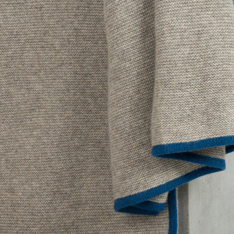 Platinum & Mineral Blue Purl Knit Yak Down Throw