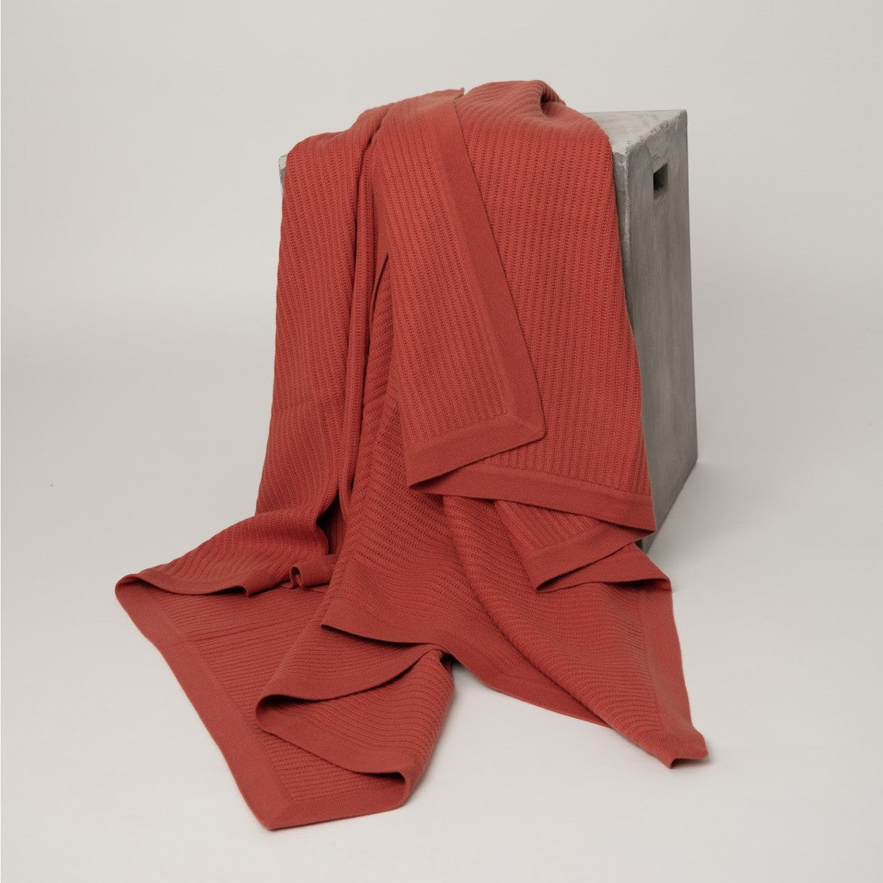Rust Fisherman's Knit Cashmere Throw