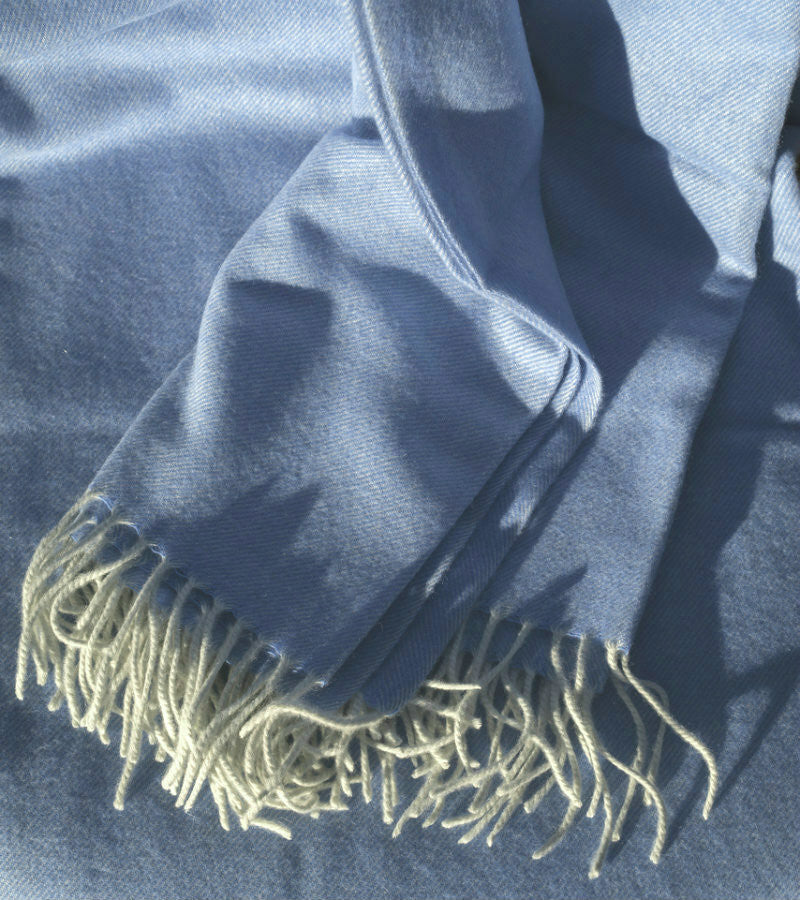 Periwinkle & White Woven Cashmere Throw