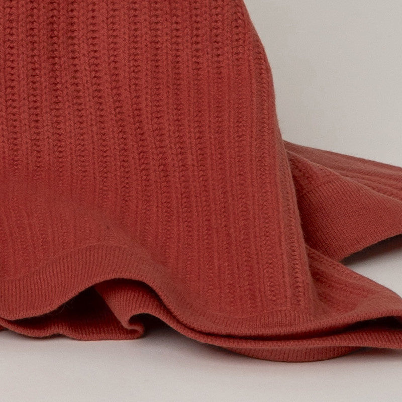 Rust Fisherman's Knit Cashmere Throw