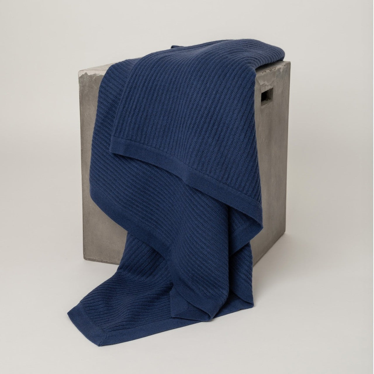 Cobalt Blue Fisherman's Knit Cashmere Throw