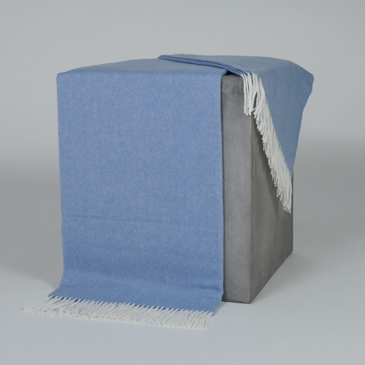 Periwinkle & White Woven Cashmere Throw