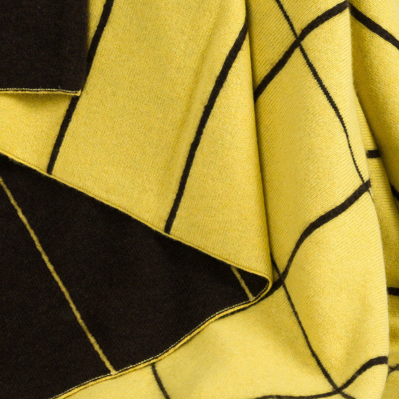 Tartan Lemon Yellow Knit Throw