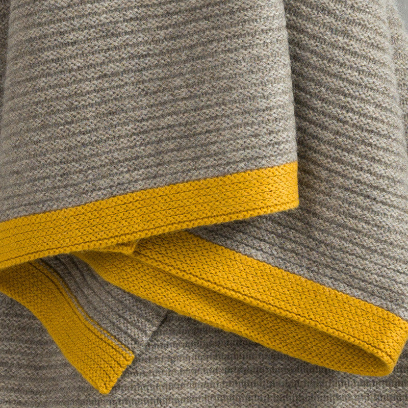 Platinum & Gold Ribbed Knit Yak Down Throw