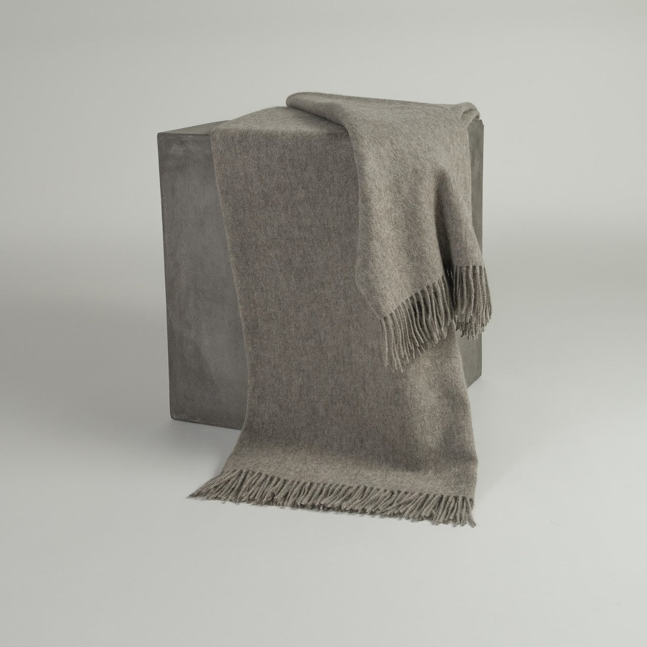Solid Platinum Woven Yak Down Throw