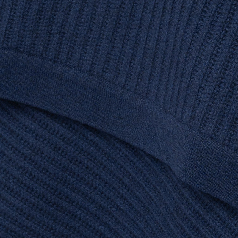 Cobalt Blue Fisherman's Knit Cashmere Throw