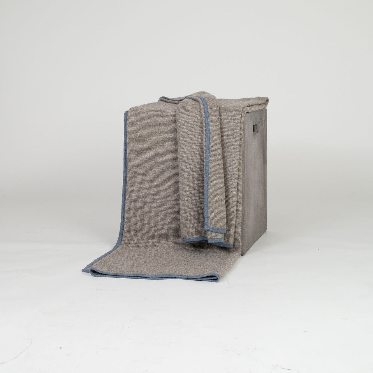 Platinum & Slate Blue Purl Knit Yak Down Throw