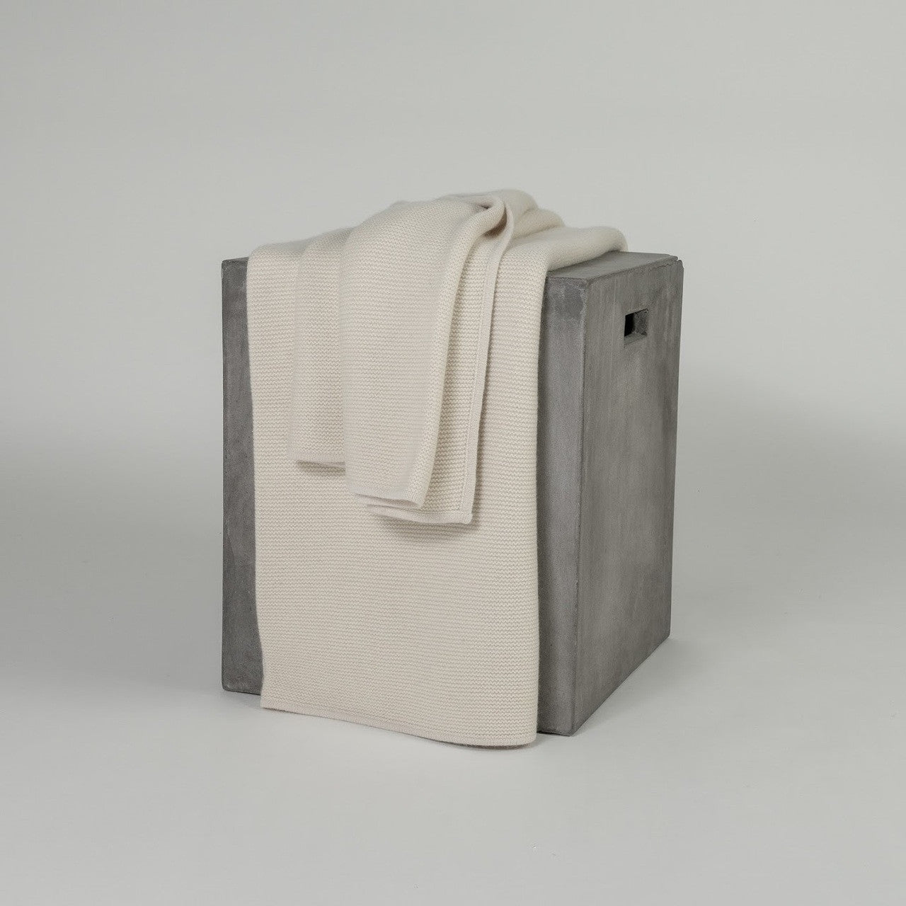 Cream Purl Knit Cashmere Throw