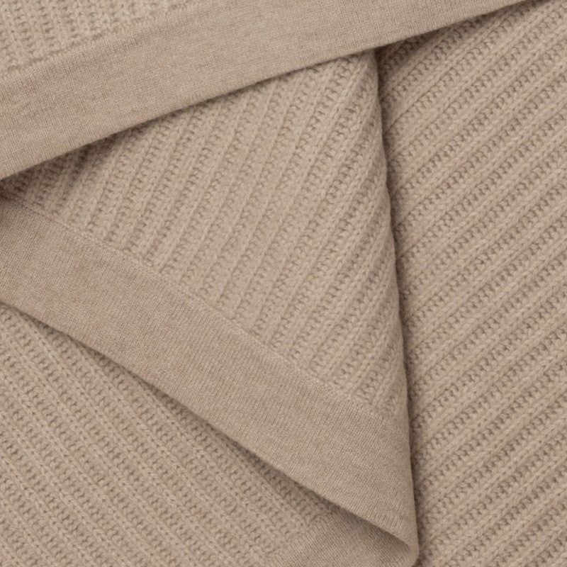 Beige  Fisherman's Knit Cashmere Throw