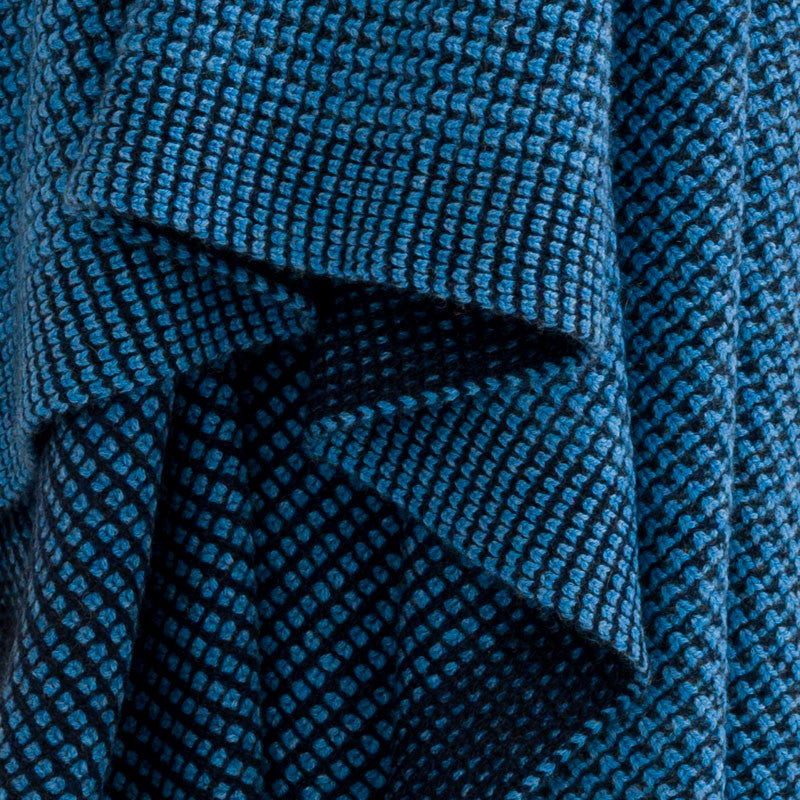 Azure & Midnight Blue Waffle Knit Cashmere Throw