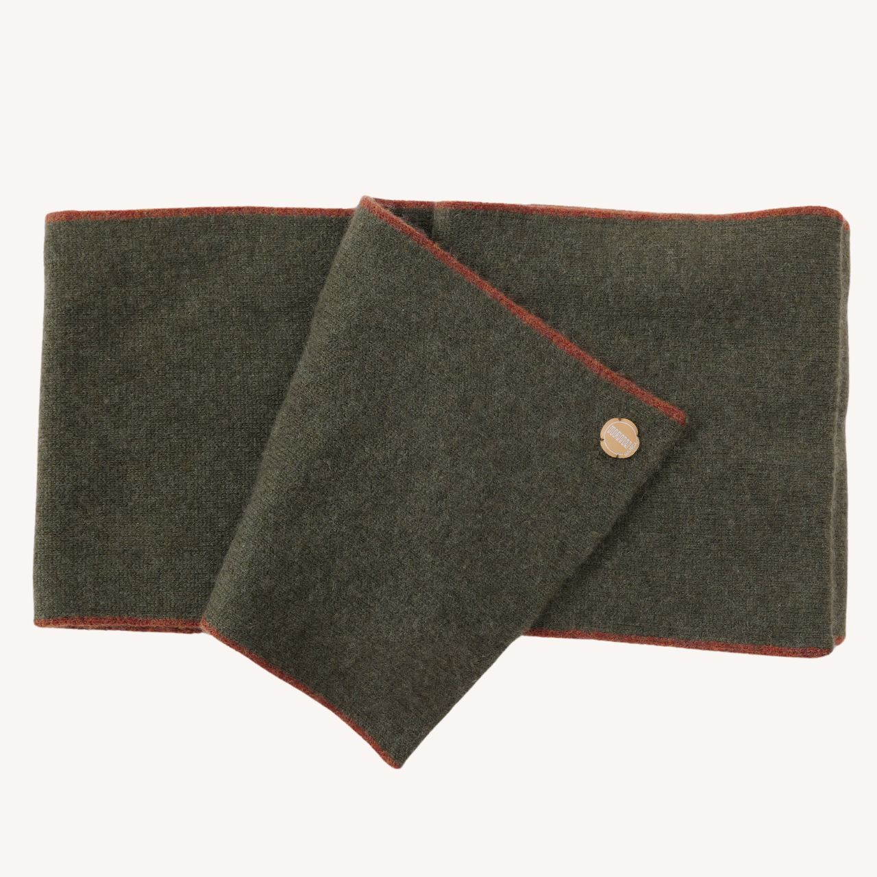 Army Green Scarf with Fall Brown Border.