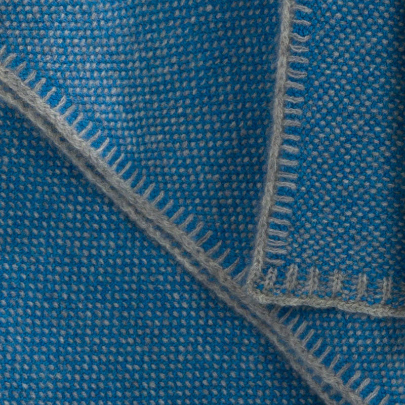 Azure & Organic Gray Bird's Eye Knit Cashmere Throw