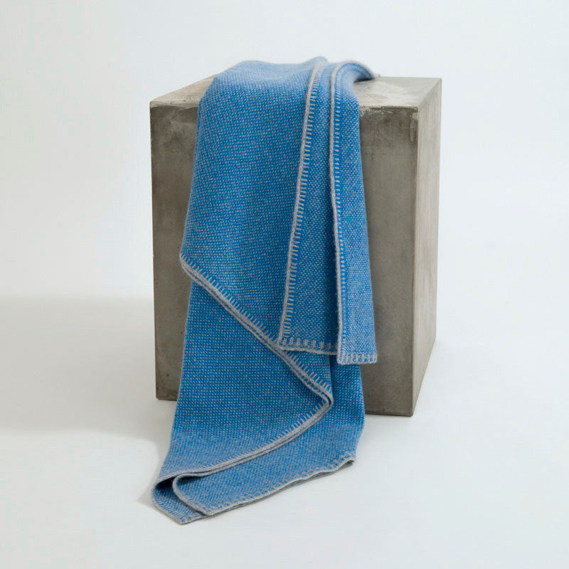 Azure & Organic Gray Bird's Eye Knit Cashmere Throw