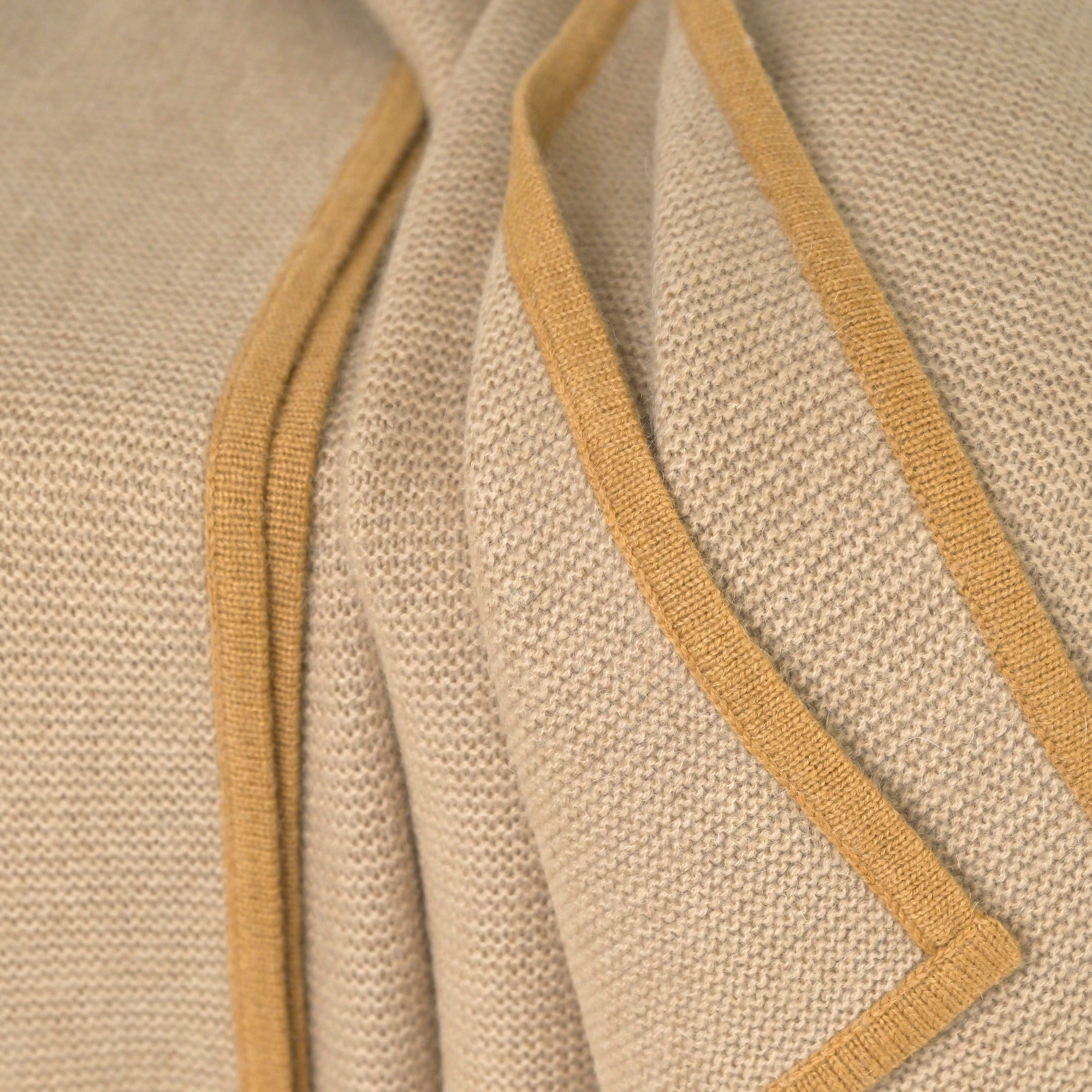 All-Camel Purl Knit in Dune with a Straw Border