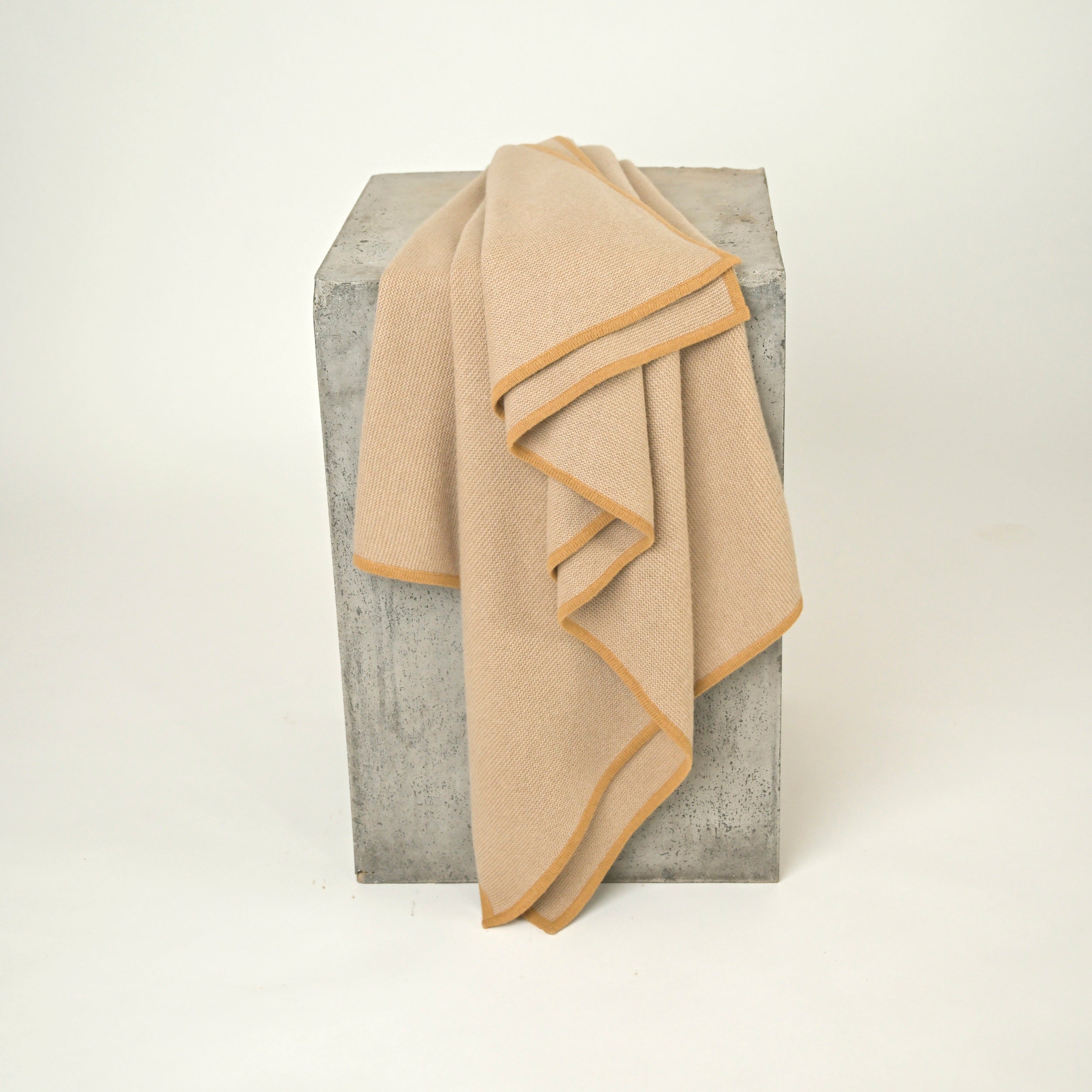 All-Camel Purl Knit in Dune with a Straw Border