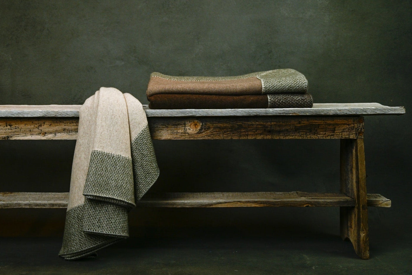 The Chuluu Throw knits together three natural tones of yak — mocha, chocolate, and platinum grey — in a lightweight, luxurious jersey knit.