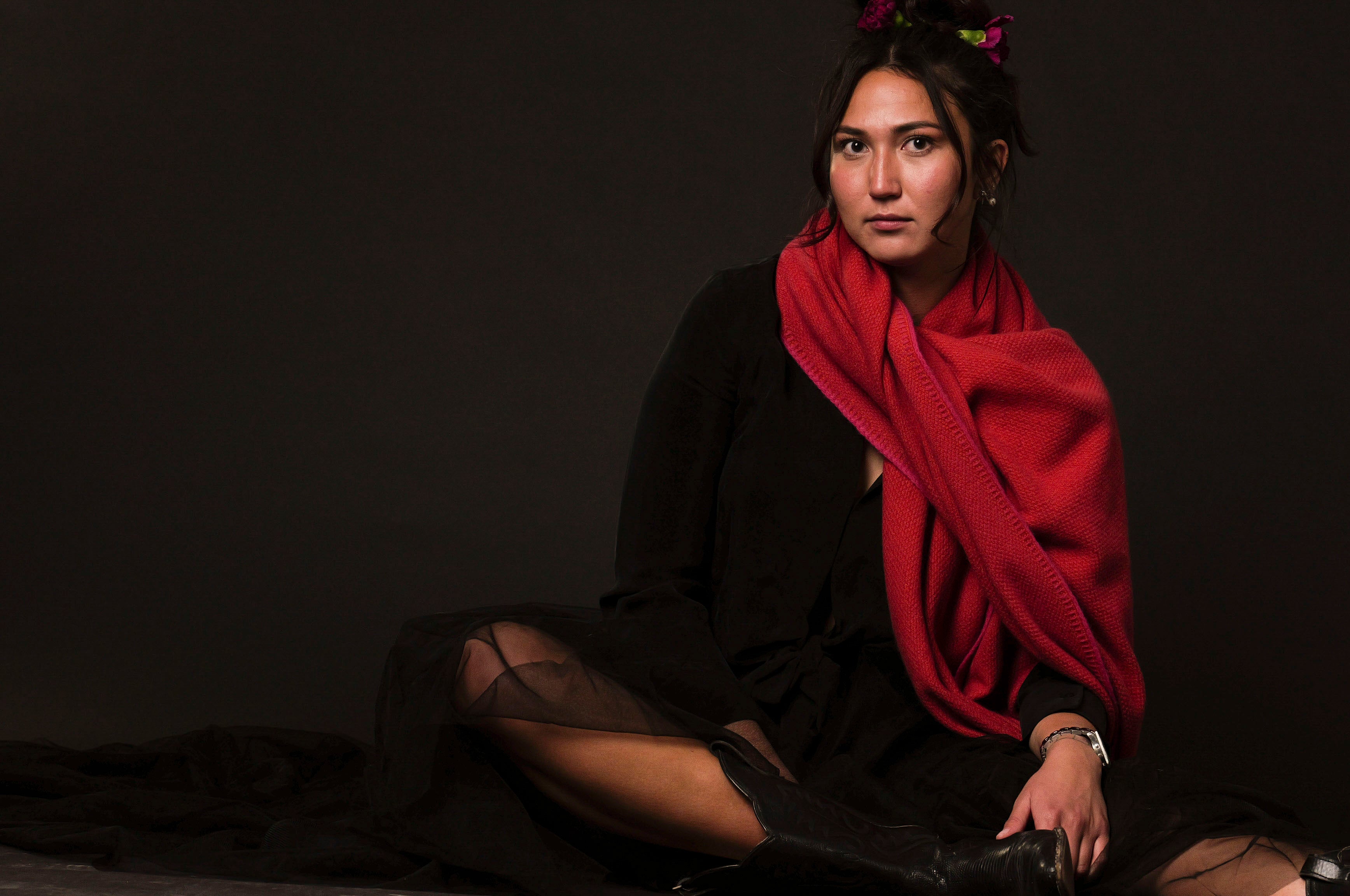 Azalea & Saffron Bird's Eye Knit Cashmere Throw