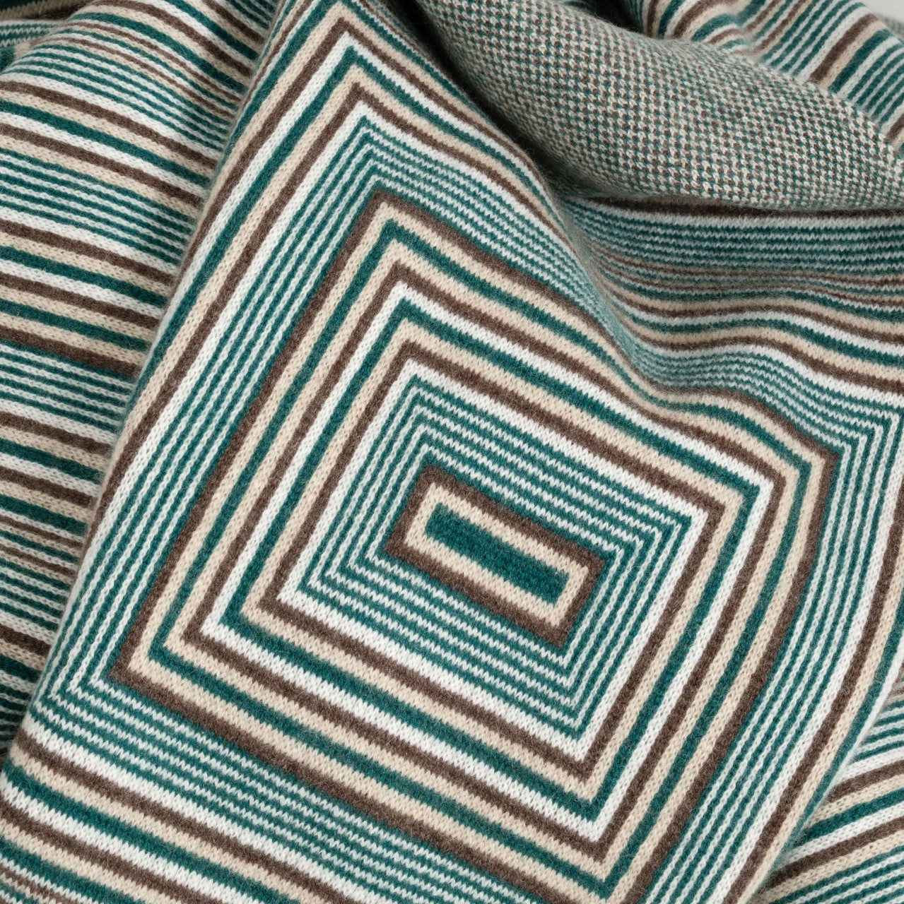 Concentric Green Cashmere Throw