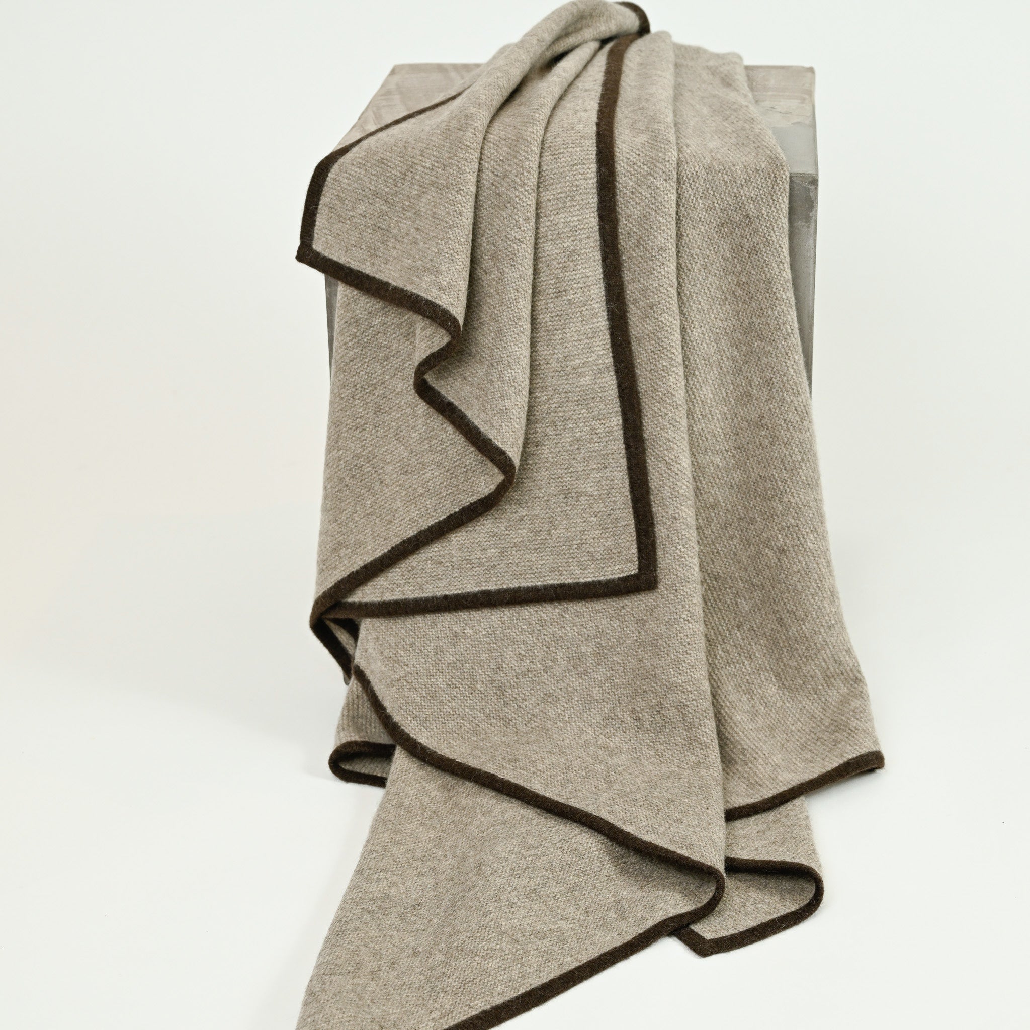 Platinum & Chocolate Yak Down Throw by Hangai Mountain Textiles