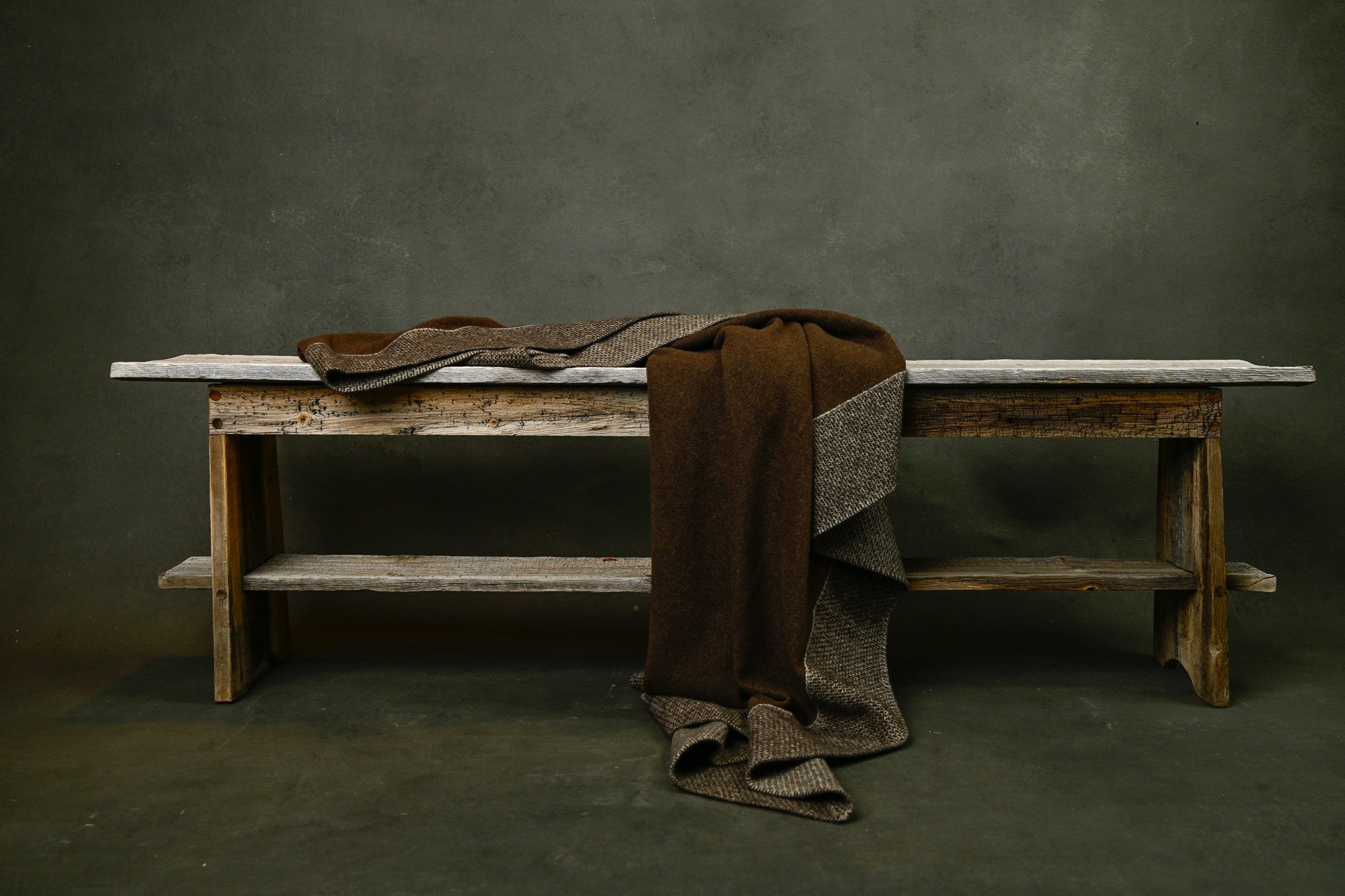 The Yak Chuluu Throw in mocha, chocolate and platinum grey