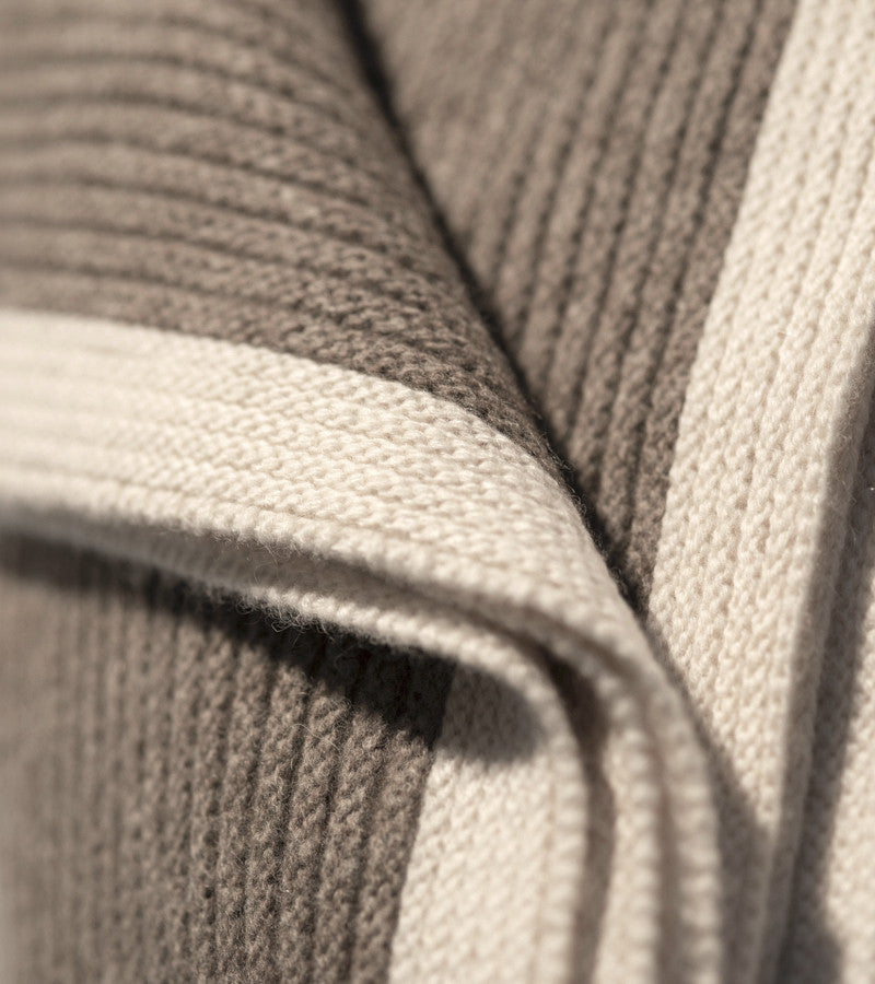 Platinum & White Ribbed Knit Yak Down Throw