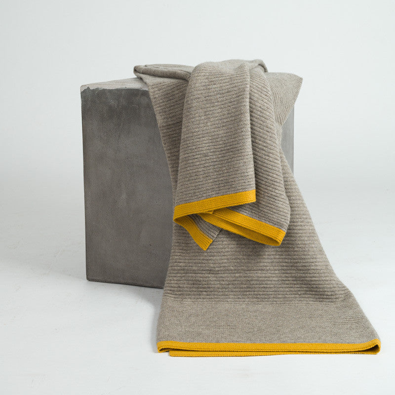 Platinum & Gold Ribbed Knit Yak Down Throw