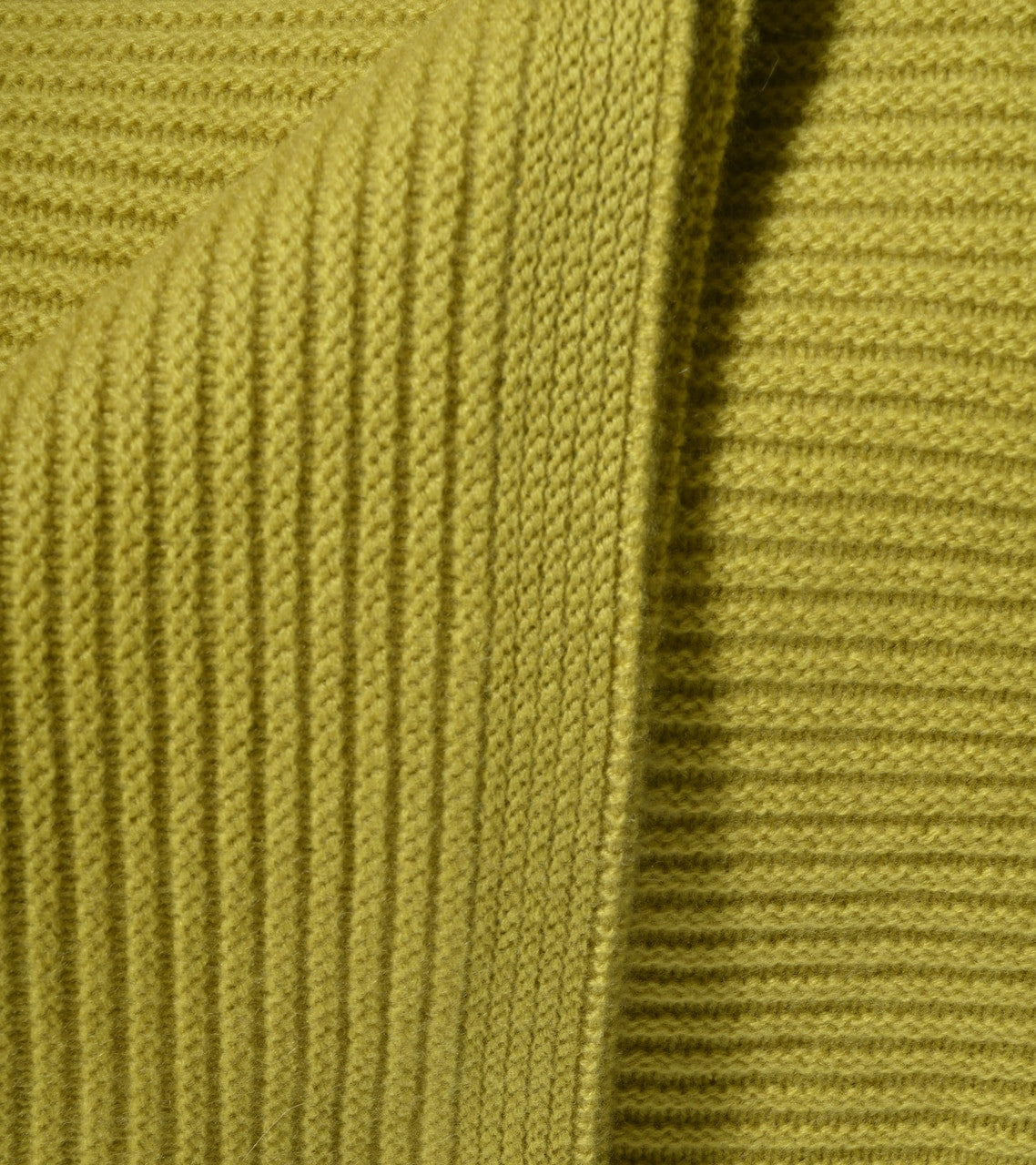 Solid Chartreuse Ribbed Knit Cashmere Throw