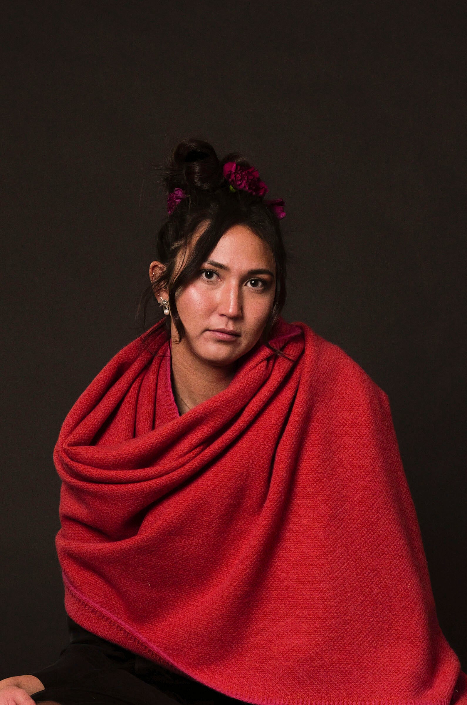 Azalea & Saffron Bird's Eye Knit Cashmere Throw